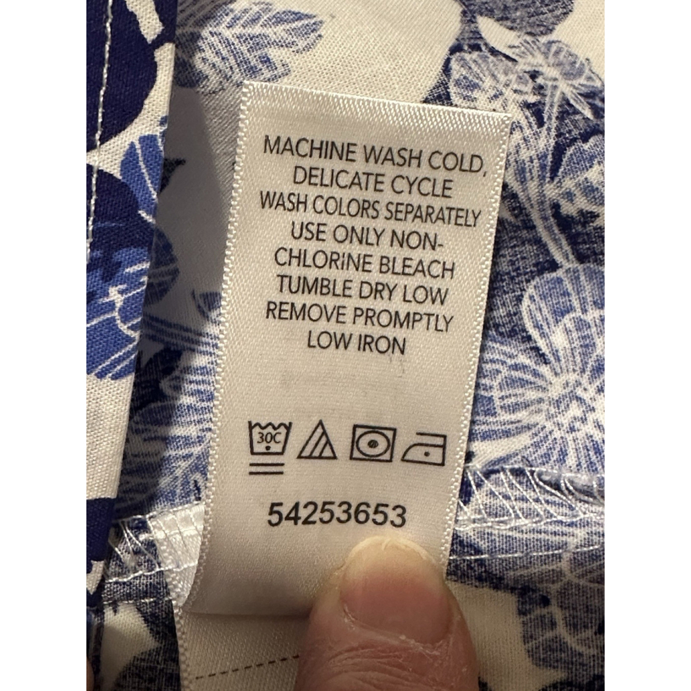 Woman Within Floral Button Shirt Size M 14 / 16 Lovely Blue & White Long Sleeves - Picture 8 of 12